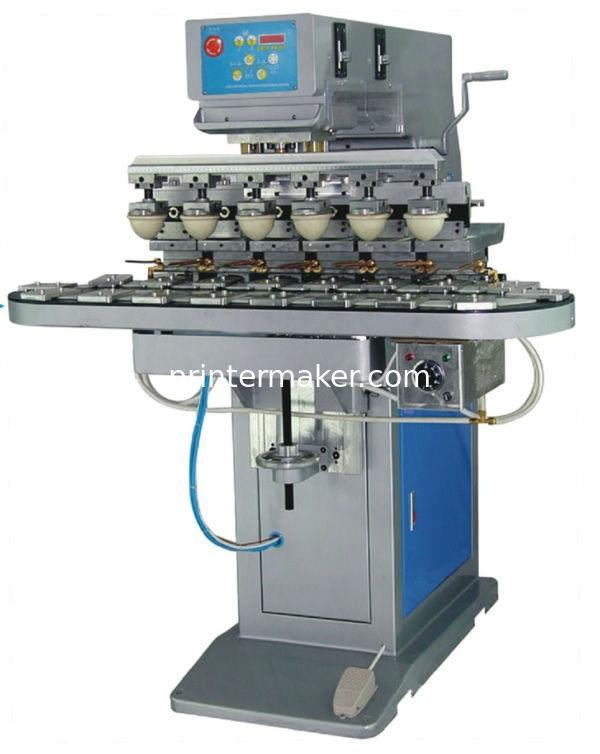 Six Color Ink Cup Pad Printer with Conveyor